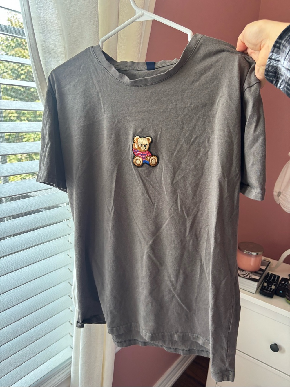 Gray Short Sleeve Tee with Teddy Patch